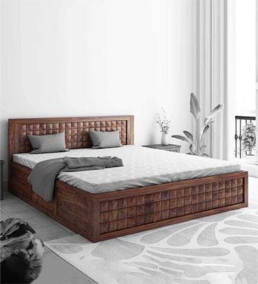 a comfy solid wood bed with storage 