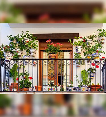 Colorful Pots Display Balcony View