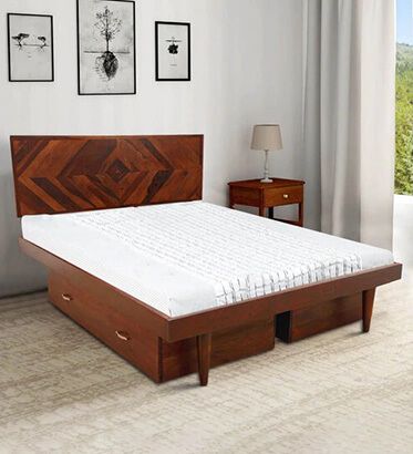 good look bedroom with simple bed with storage