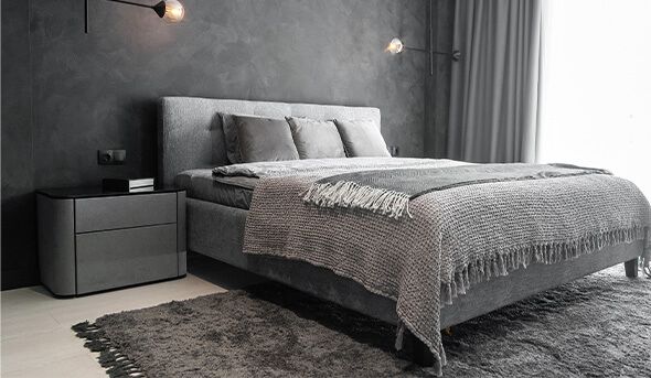 Black theme small modern bedroom design