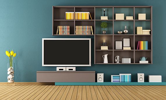 Open storage boolshelf tv unit design
