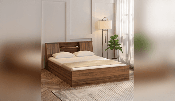 bedroom with  Statement Floor Lamp