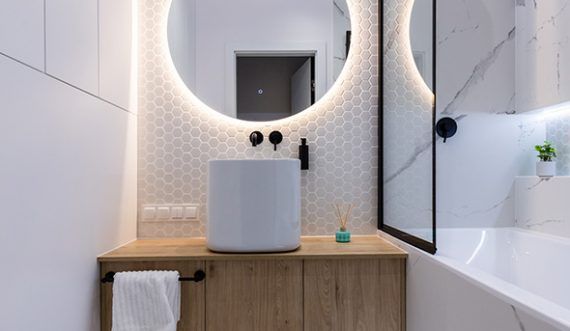 white theme bathroom design